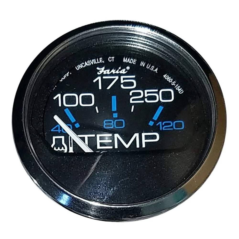 Faria Beede Instruments Chesapeake Black 2" Water Temperature Gauge (100-250°F) – Marine Boat Replacement Part