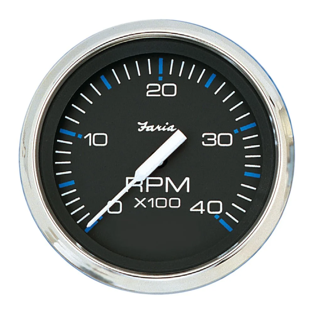 Faria Beede Instruments Chesapeake Black 4" Tachometer - 4000 RPM (Diesel) – Marine Boat Replacement Part