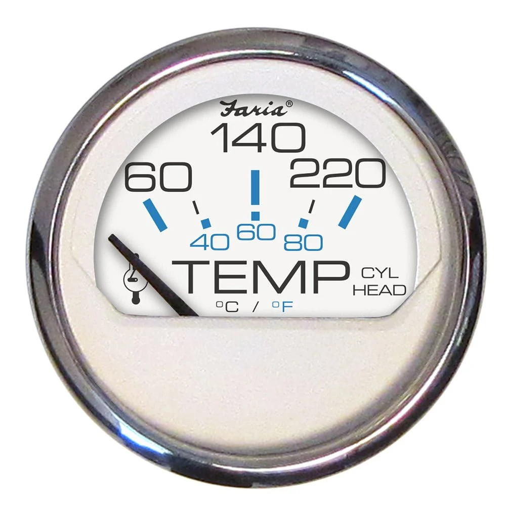 Faria Beede Instruments Chesapeake White SS 2" Cylinder Head Temperature Gauge (60-220°F) – Marine Boat Replacement Part
