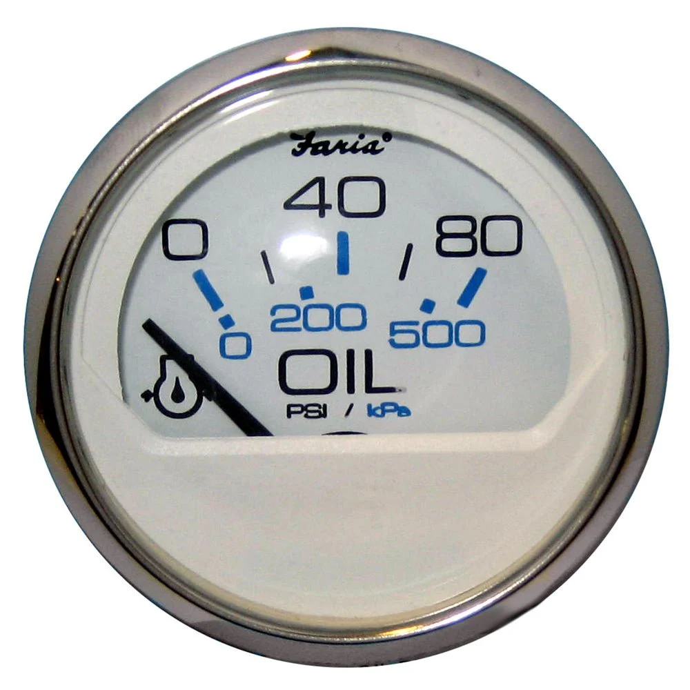 Faria Beede Instruments Chesapeake White SS 2" Oil Pressure Gauge (80 PSI) – Marine Boat Replacement Part