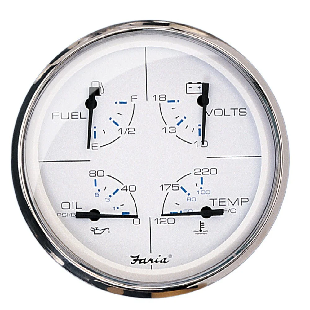 Faria Beede Instruments Chesapeake White SS 5" Multifunction Gauge – Marine Boat Replacement Part