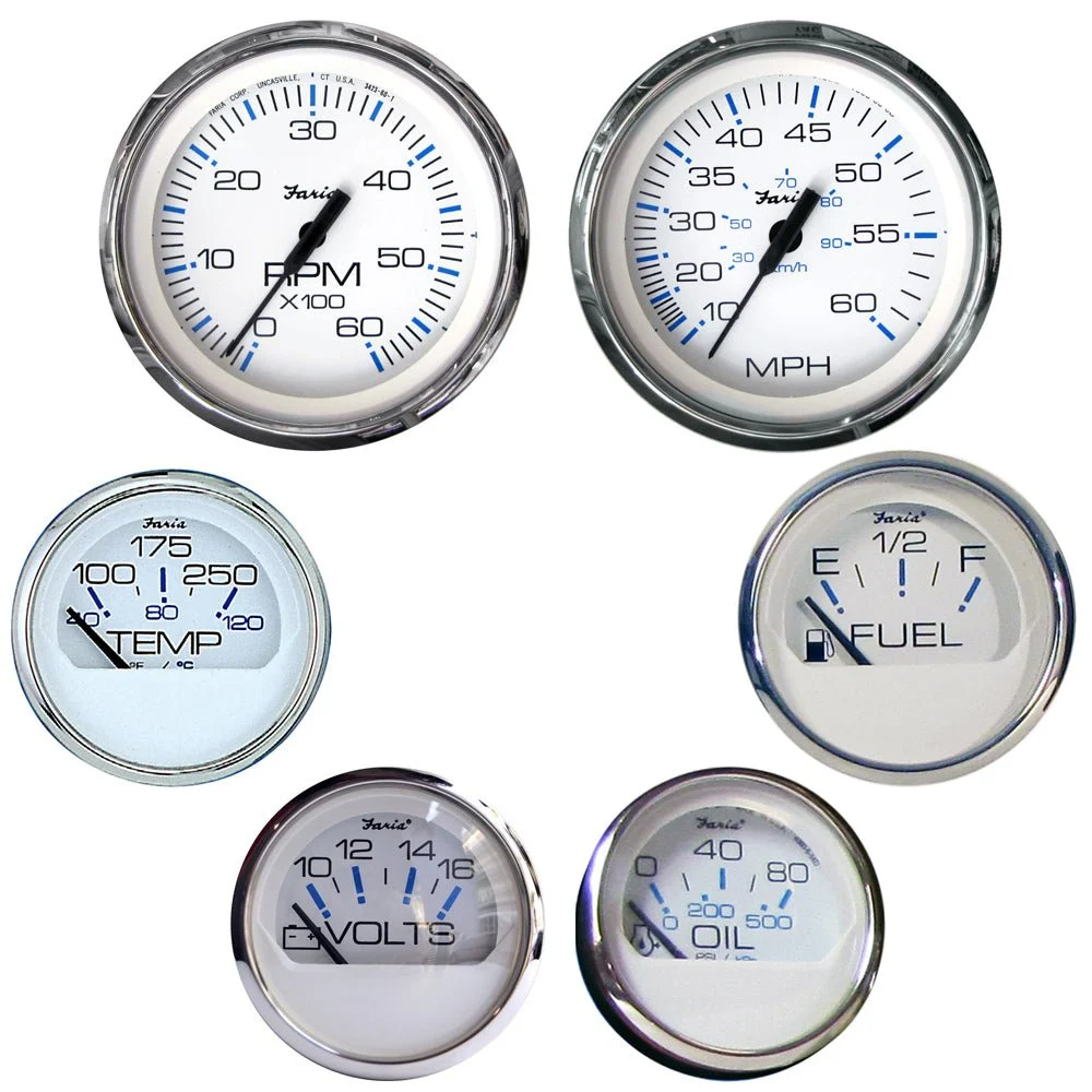 Faria Beede Instruments Inboard Chesapeake White SS Boxed Set - Inboard Motors