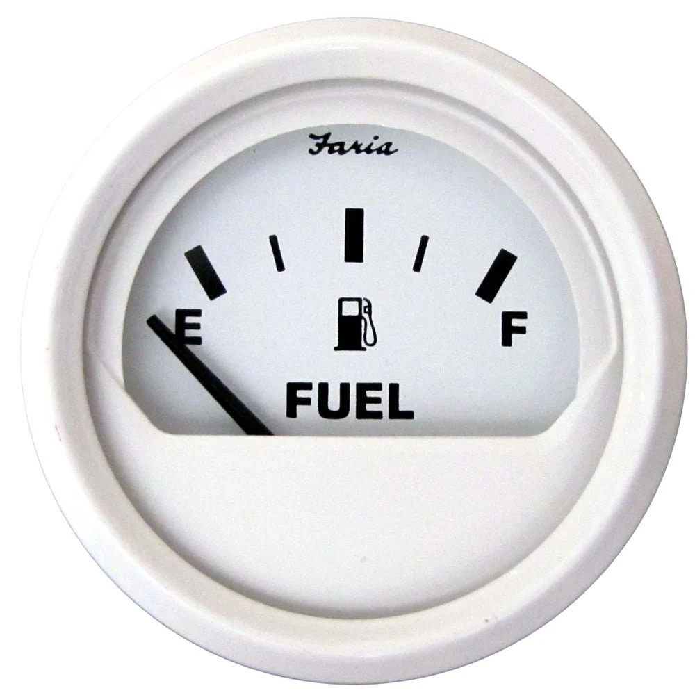 Faria Beede Instruments Dress White 2" Fuel Level Gauge (E-1/2-F) – Marine Boat Replacement Part