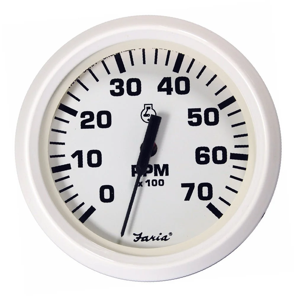 Faria Beede Instruments Outboard Dress White 4" Tachometer - 7000 RPM (Gas) (All Outboards)