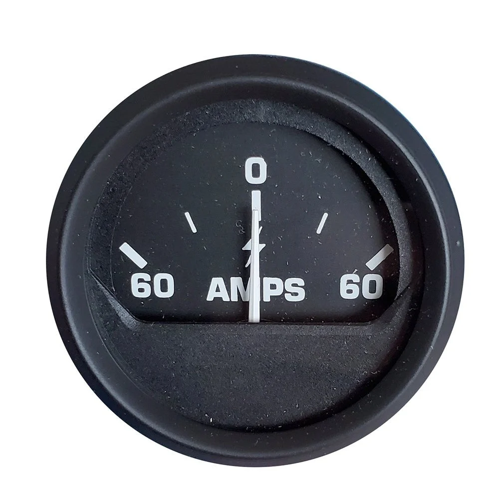 Faria Beede Instruments Euro Black 2" Ammeter Gauge (60-0-60 AMP) – Marine Boat Replacement Part
