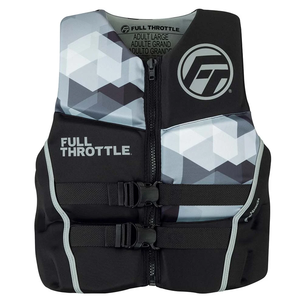 Full Throttle Men's Rapid-Dry Flex-Back Life Jacket - XL - Black/Grey – Marine Boat Replacement Part