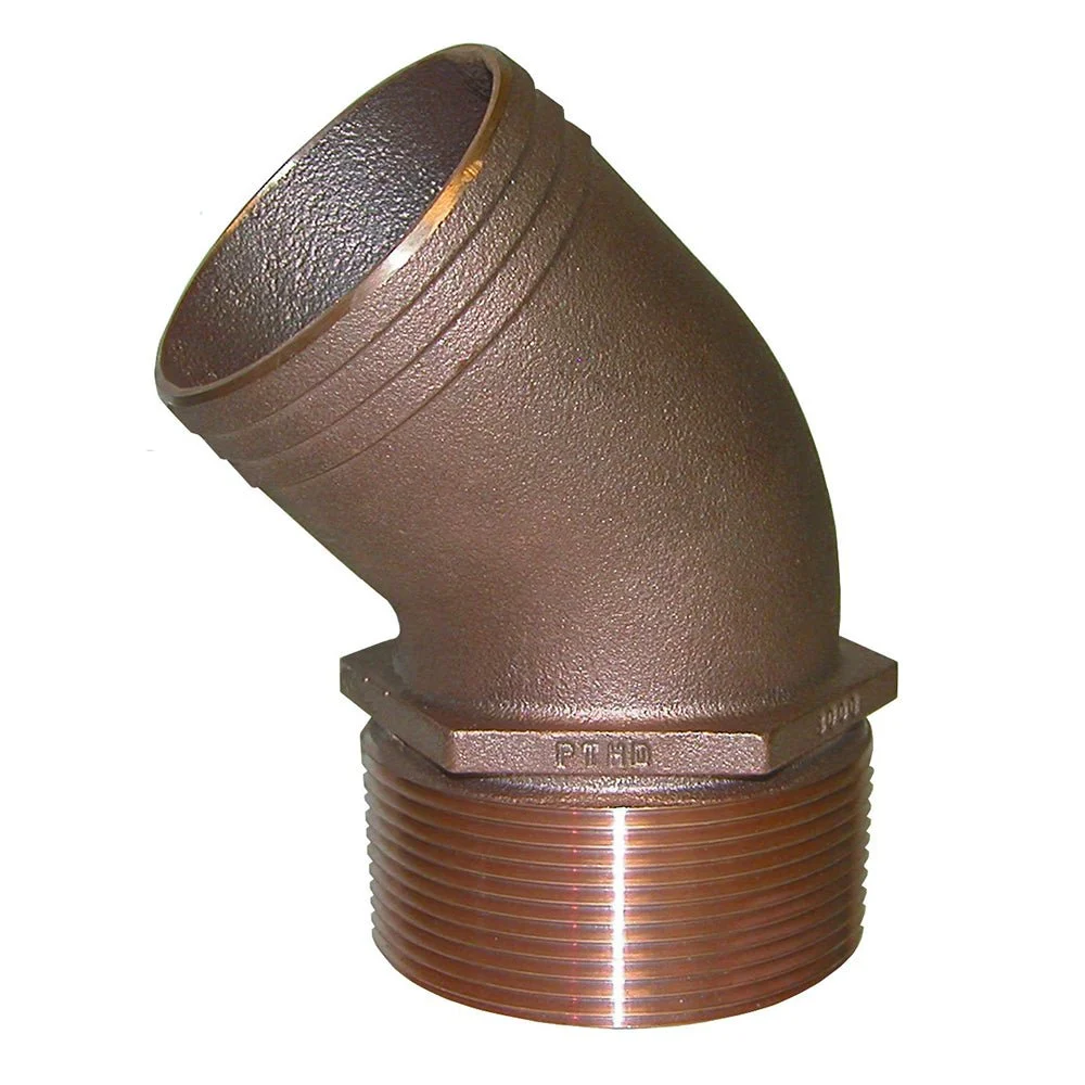 Groco 1-1/4" NPT Bronze 45 Degree Pipe to 1-1/4" Hose – Boat Pump & Plumbing Part
