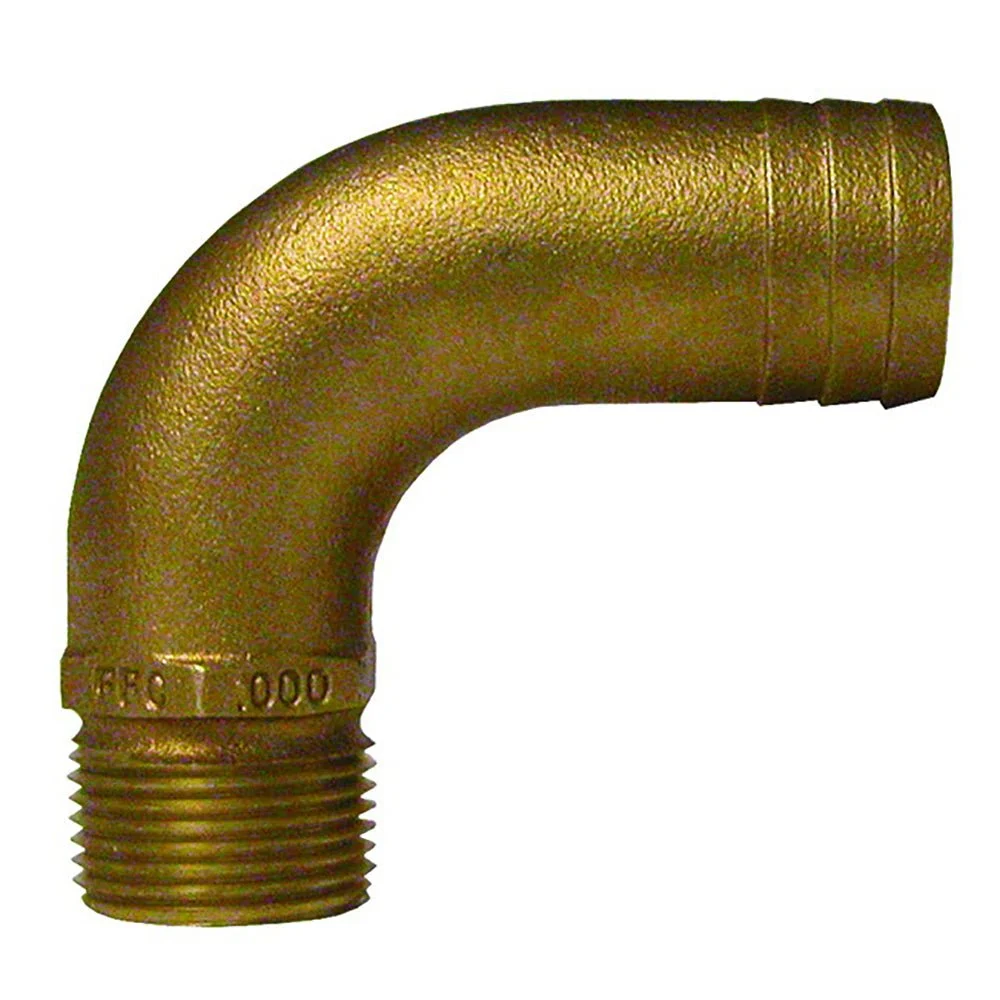 Groco 1-1/4" NPT x 1-1/2" ID Bronze Full Flow 90° Elbow Pipe to Hose Fitting – Boat Pump & Plumbing Part