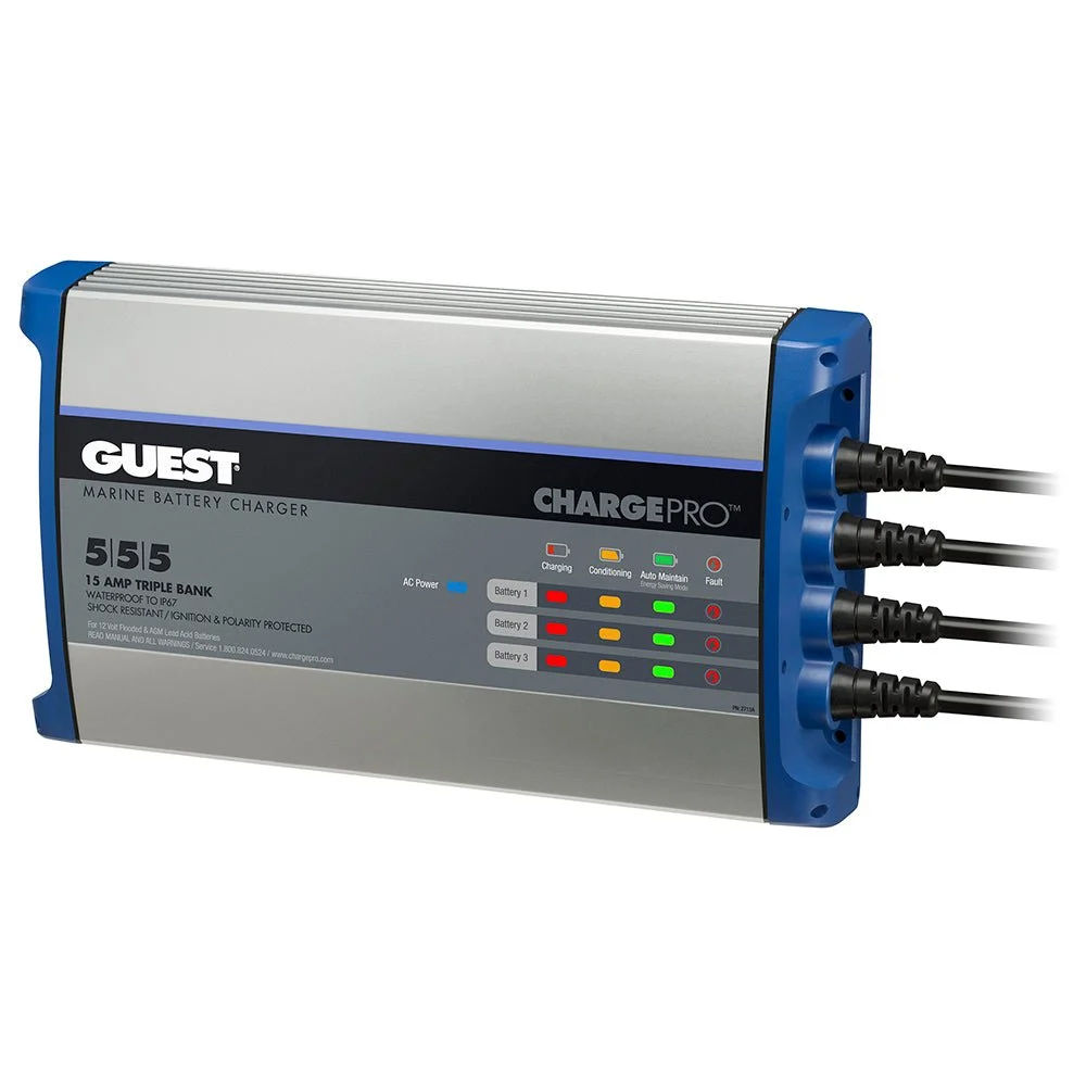 Guest On-Board Battery Charger 15A / 12V - 3 Bank - 120V Input – Marine Electrical Replacement Part