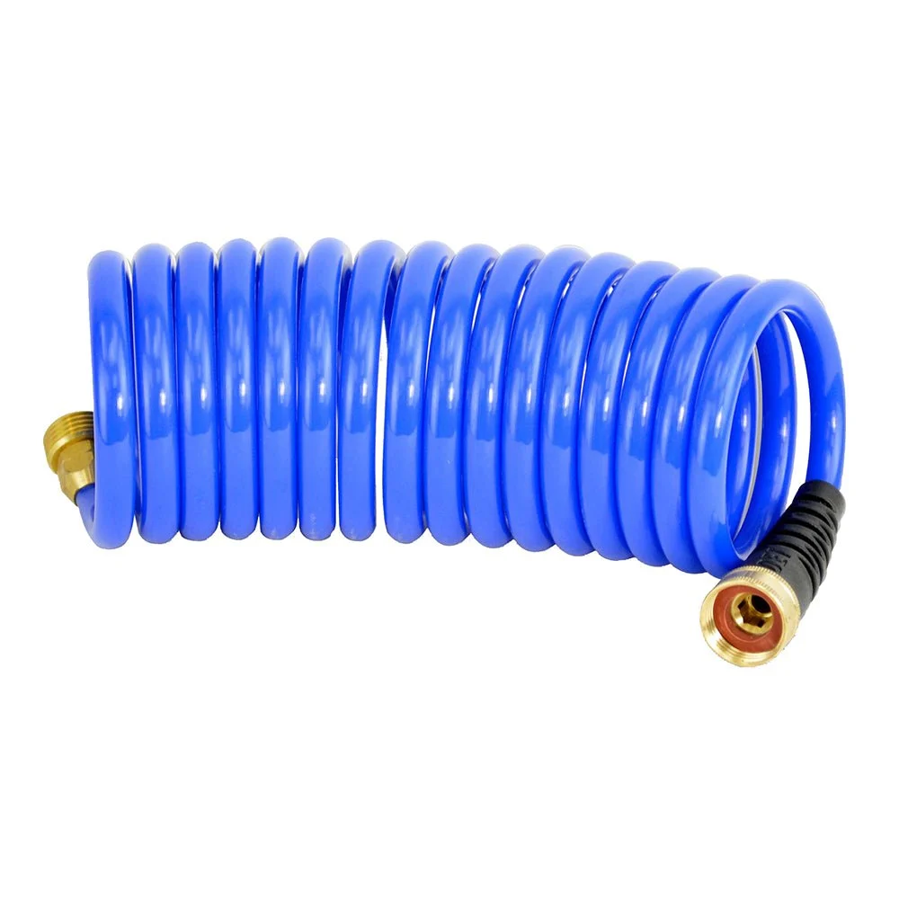 HoseCoil 15' Blue Self Coiling Hose w/Flex Relief – Marine Boat Replacement Part