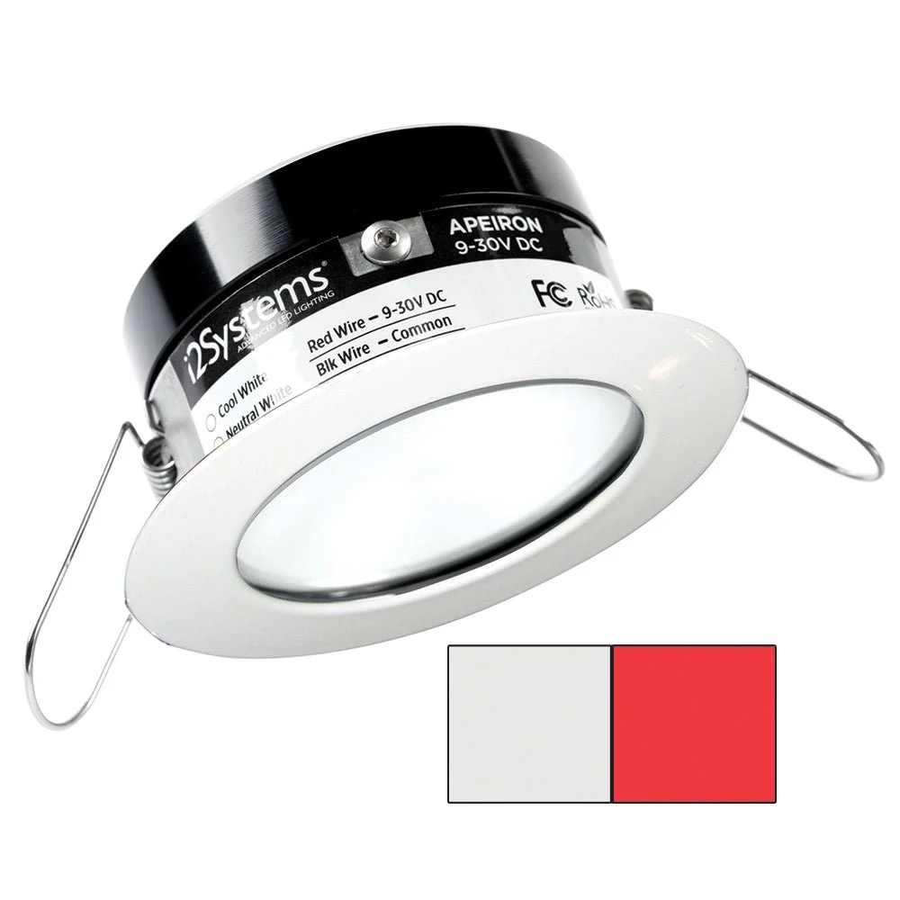 I2Systems Inc i2Systems Apeiron PRO A503 - 3W Spring Mount Light - Round - Cool White & Red - White Finish – Marine Boat Replacement Part