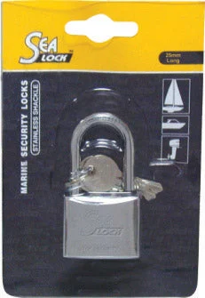 SeaLock Marine Padlock - 25mm (63/64") - Long Shackle - Chrome Plated Brass - Stainless Steel