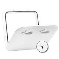Top Line Marine Hatch with Lock - White 14-9/16" x 14-49/64" (370 x 375 mm)
