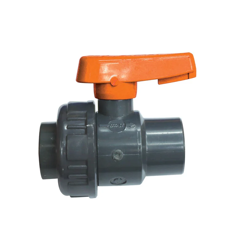 Ball Valve - 1-1/2" Single Union - BSPP Threaded - Plastic - Orange Handle