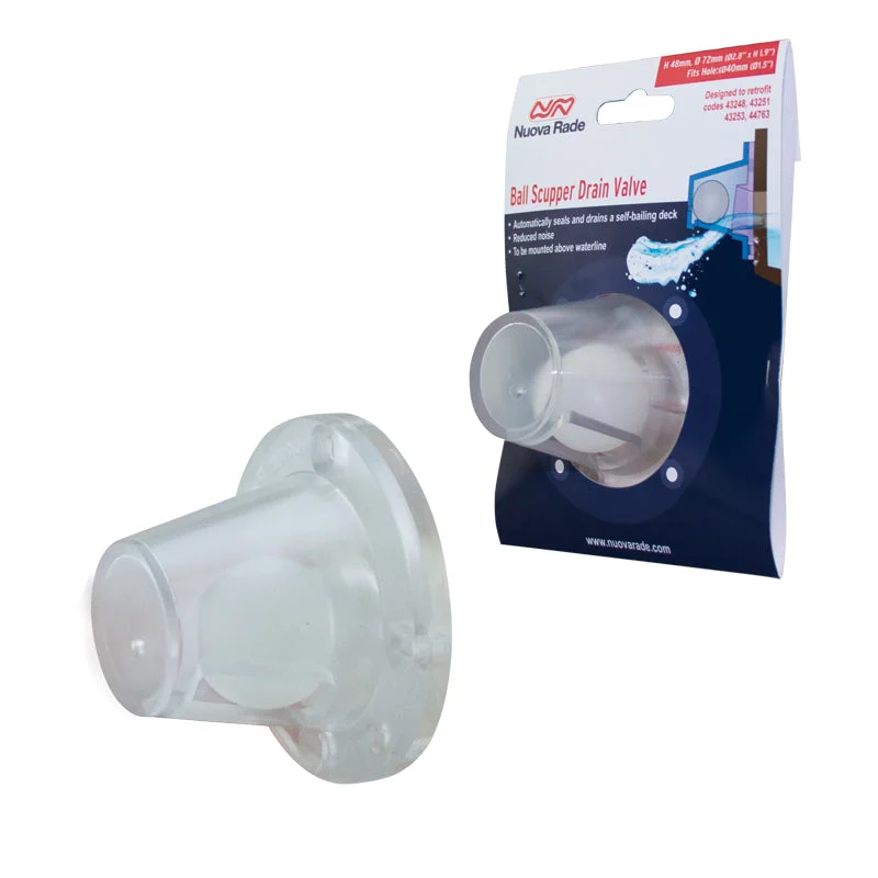 Ball Scupper Drain Valve - 72mm (3") - Cockpit Deck Drain - Self-Draining