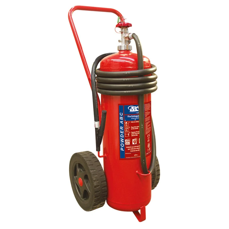 LALIZAS Fire Extinguisher Wheeled Dry Powder 55lbs (25kg) - SOLAS/MED Approved with Hose & Nozzle (EN/FR/ES/PT)