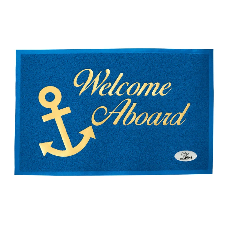Marine Welcome Mat - Blue PVC with Firm Backing, 23-5/8" x 35-7/16" (60x90cm)