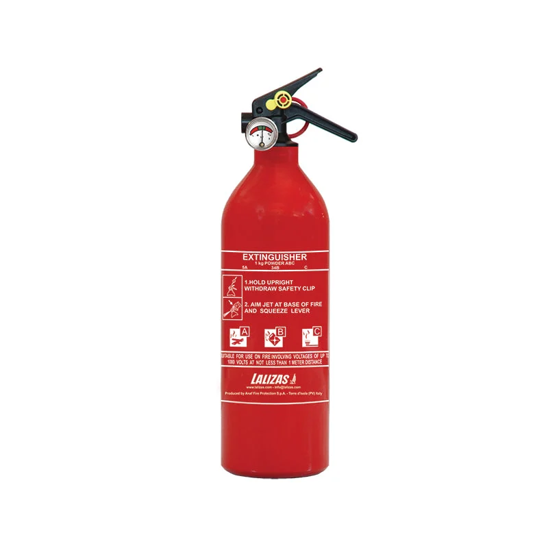LALIZAS Dry Powder Fire Extinguisher 2.2 lbs (1kg) - MED Approved - Multi-Language (EN/ES/HR)