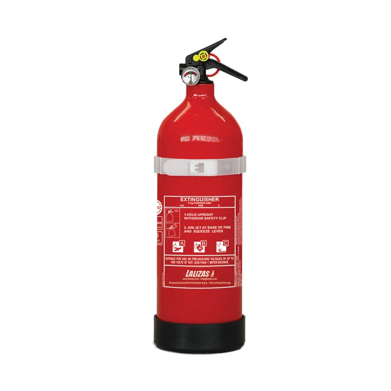 LALIZAS Dry Powder Fire Extinguisher 4.4 lbs (2kg) - MED Approved - Multi-Language (EN/FR/DE)
