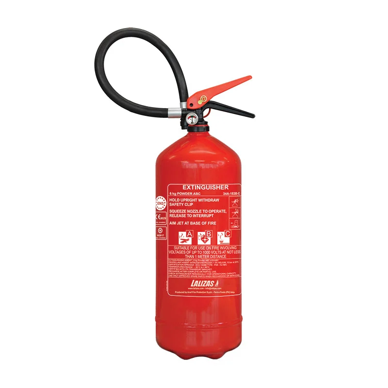 LALIZAS Dry Powder Fire Extinguisher 13.2 lbs (6kg) - MED Approved - Multi-Language (EN/ES/HR)