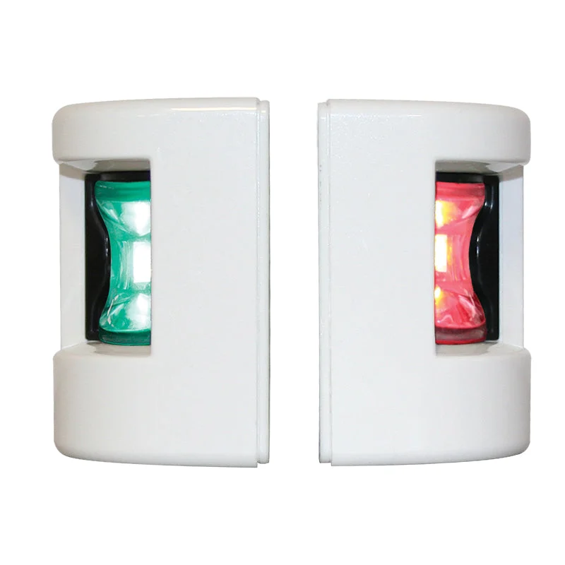 FOS LED 12 Starboard & Port Lights 112.5° Set White Housing 12-15V - Red/Green LED