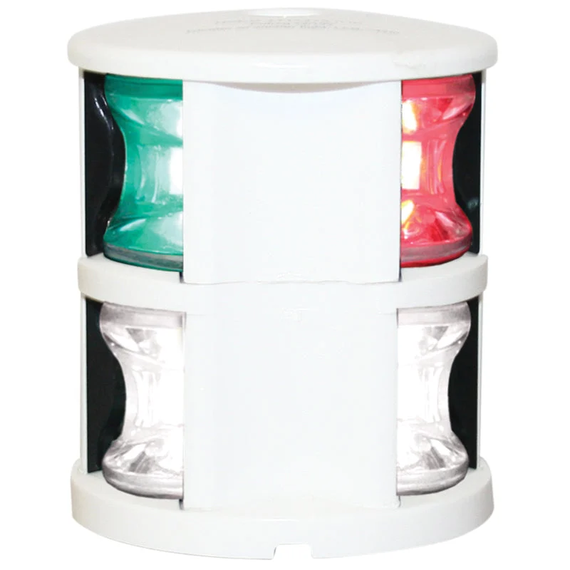 FOS LED 12 Tri-Colour & Anchor Light Deck Mounted White Housing 12-15V - Red/Green/White LED