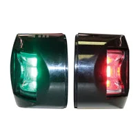 FOS LED 12 Starboard & Port Lights 112.5° Side Mounted Set Black Housing 12-15V - Red/Green LED