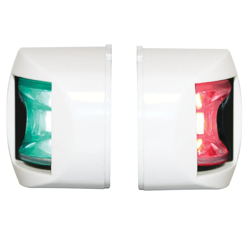 FOS LED 12 Starboard & Port Lights 112.5° Side Mounted Set White Housing 12-15V - Red/Green LED