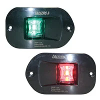 FOS LED 12 Starboard & Port Lights 112.5° Side Flush Mounted Set Black Housing 12-15V - Red/Green LED