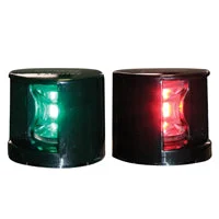 FOS LED 12 Starboard & Port Lights 112.5° Deck Mounted Set Black Housing 12-15V - Red/Green LED