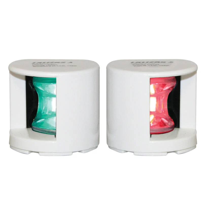 FOS LED 12 Starboard & Port Lights 112.5° Deck Mounted Set White Housing 12-15V - Red/Green LED