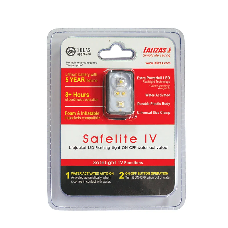 LALIZAS Lifejacket LED Flashing Light "Safelite IV" ON/OFF Water Activated - SOLAS/MED/USCG Certified