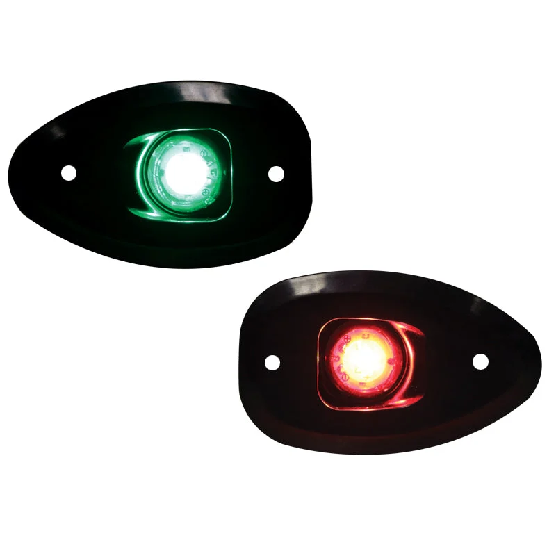 Micro LED 12V Starboard & Port Navigation Lights Set - 112.5° Side & Flush Mount - Black Housing