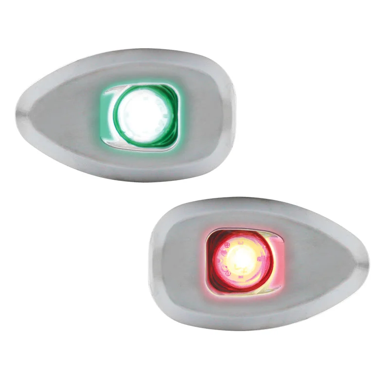 Micro LED 12V Starboard & Port Navigation Lights Set - 112.5° Side & Flush Mount - Chrome Housing