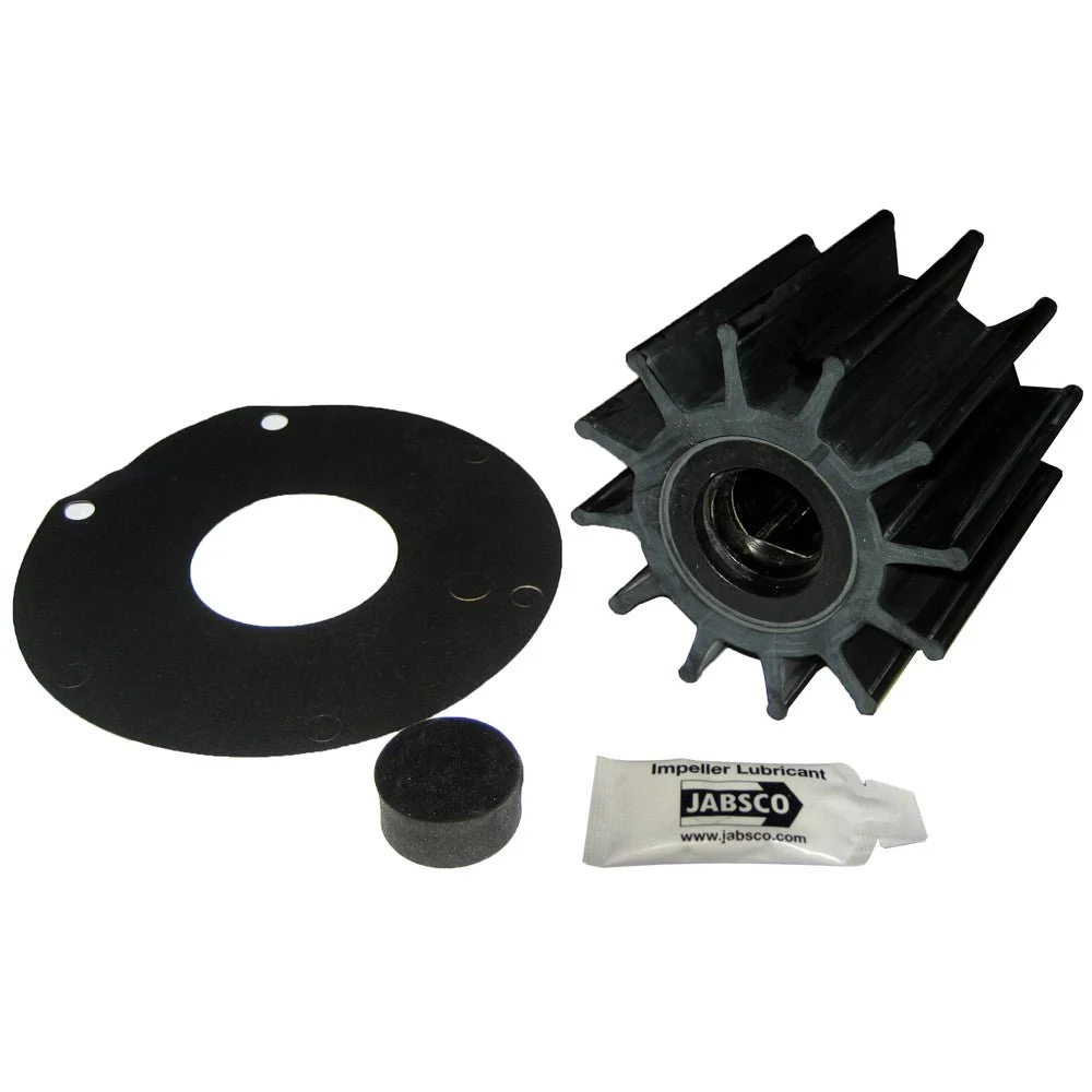 Jabsco Impeller Kit - 12 Blade - Neoprene - 3-¾" Diameter - Plastic Insert - Double Flat Drive – Marine Engine Cooling Replacement Part