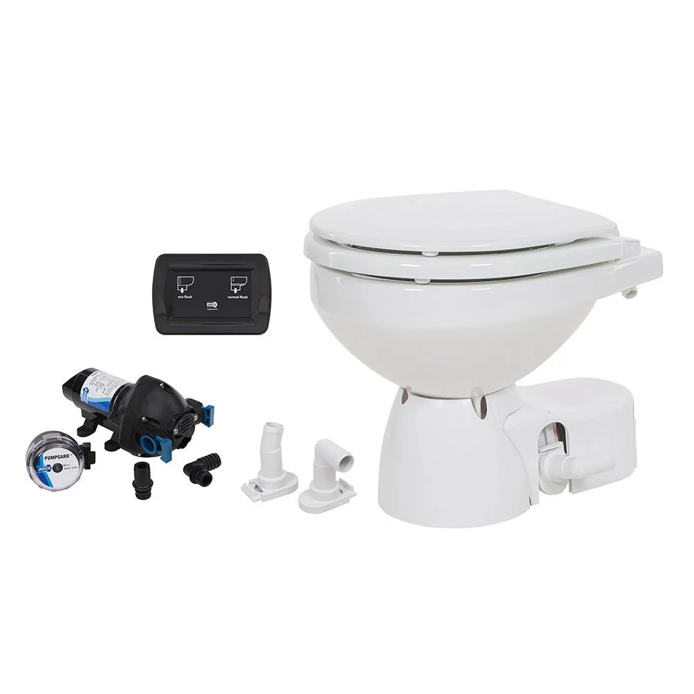 Jabsco Quiet Flush E2 Raw Water Toilet Compact Bowl - 24V - Soft Close Lid – Marine Engine Cooling Replacement Part