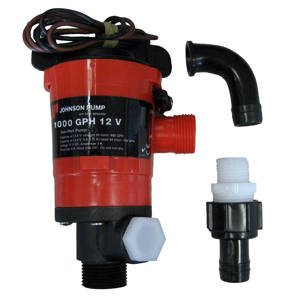 Johnson Pump Twin Port 1000 GPH Livewell Aerating Pump - 12V – Marine Boat Replacement Part
