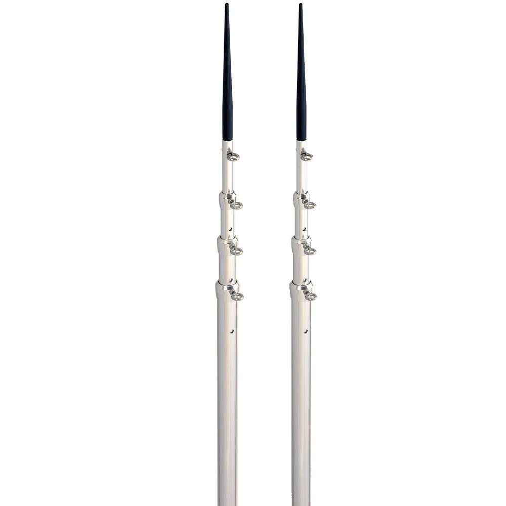 Lee's 16.5' Bright Silver Black Spike Telescopic Poles f/Sidewinder