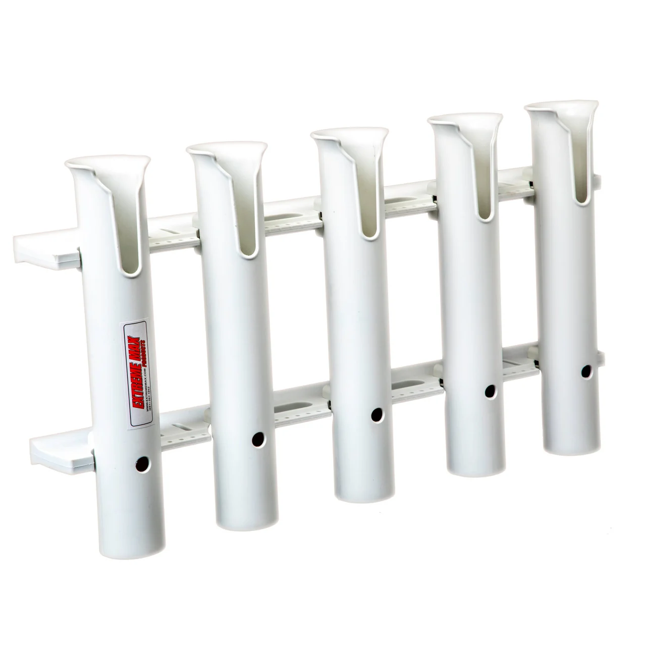Extreme Max 3005.5636 Wall-mount Poly Fishing Rod Holder - 5-rod, White - 3005.5636