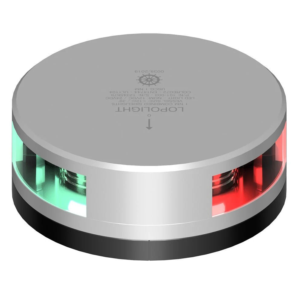Lopolight Combined Sidelight - 1NM - Silver Housing w/FB Base – Marine Electrical Replacement Part