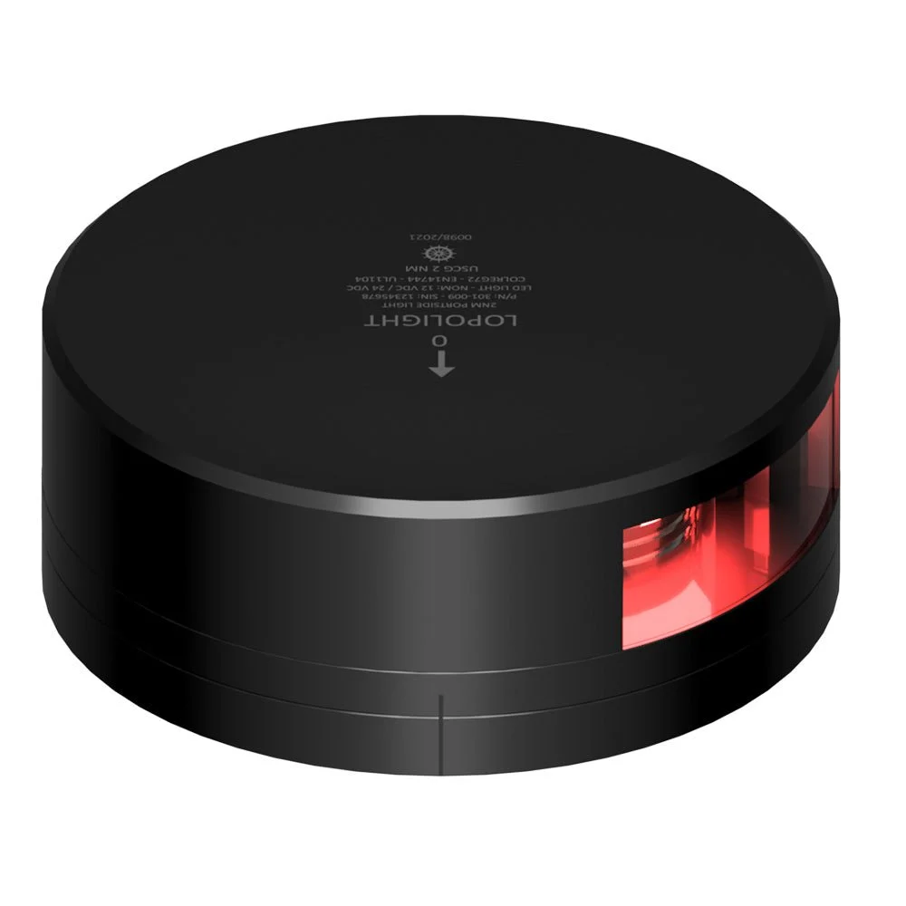 Lopolight Red Port Light - 2NM - Black Housing w/FB Base – Marine Electrical Replacement Part
