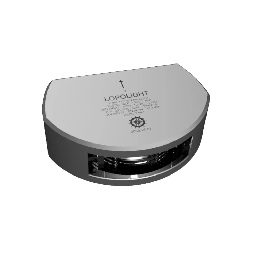 Lopolight Series 301-006 - Stern Light - 2NM - Vertical Mount - White - Silver Housing – Marine Electrical Replacement Part