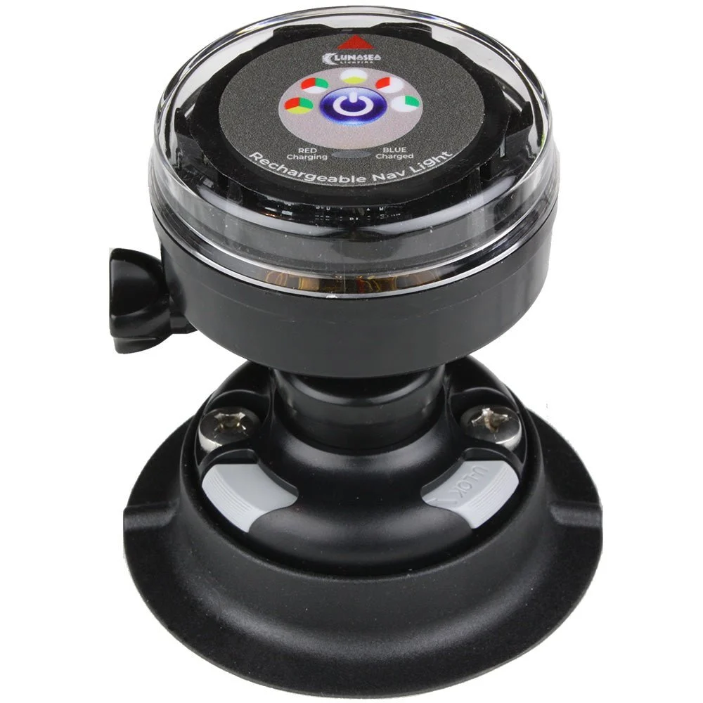 Lunasea Lighting Lunasea Rechargeable Tri-Color Portable Navigation Light w/RailBlaza Quikport Mount - Black – Marine Boat Replacement Part
