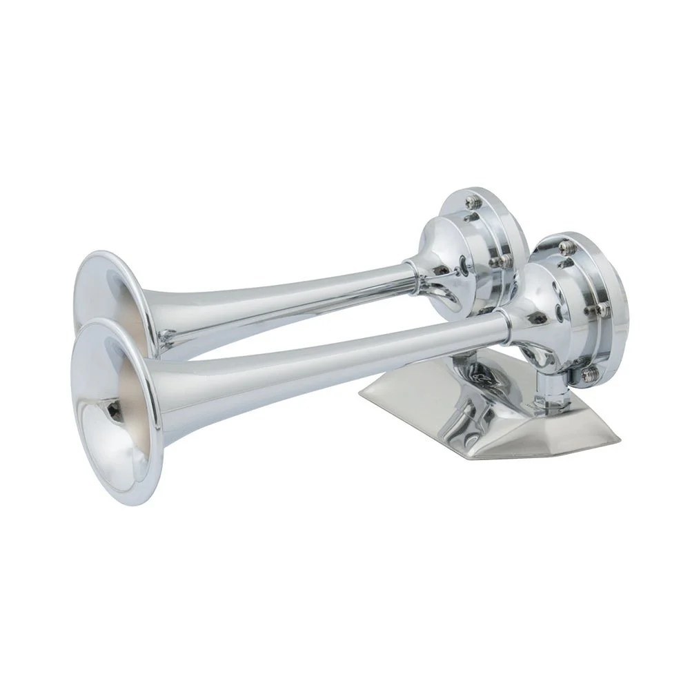 Marinco 12V Chrome Plated Dual Trumpet Mini Air Horn – Marine Boat Replacement Part