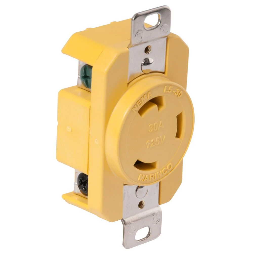 Marinco 305CRR 30A Receptacle - Yellow - 125V – Marine Electrical Replacement Part