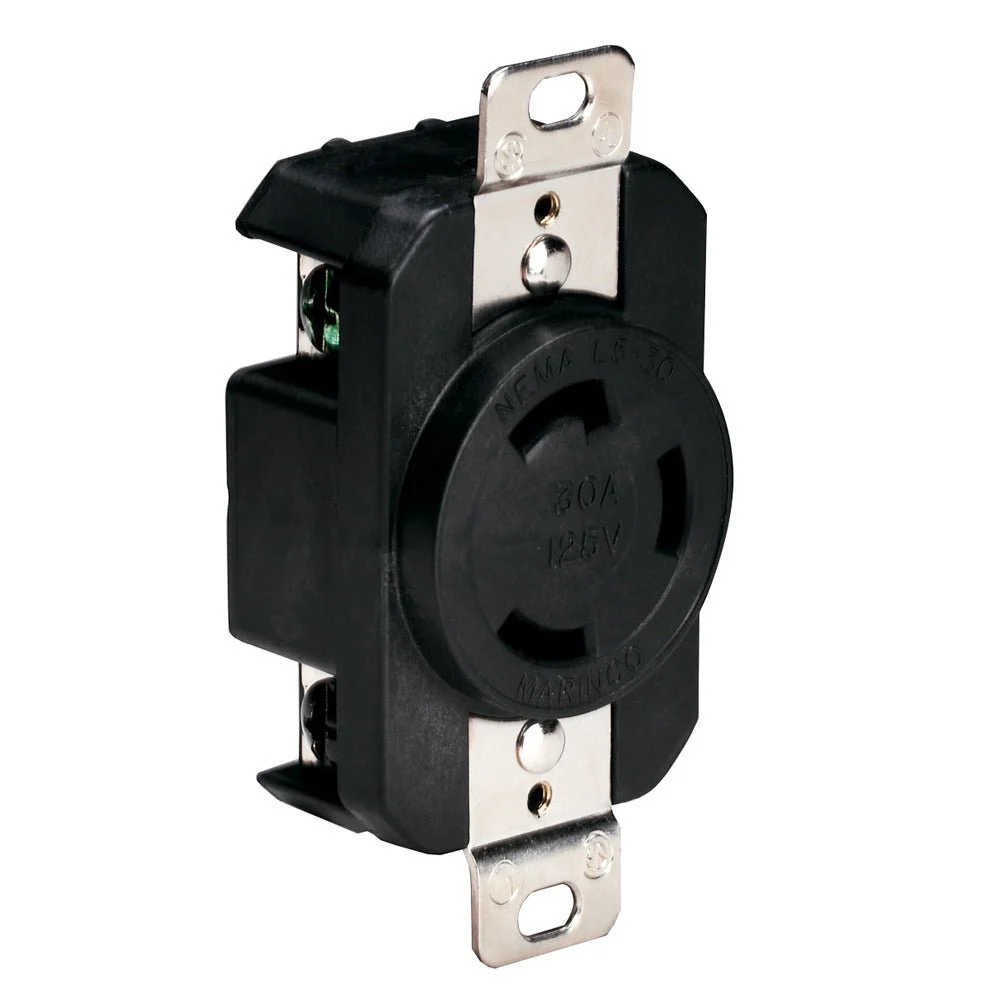 Marinco 305CRRB 125V 30Amp Locking Receptacle - Black – Marine Electrical Replacement Part