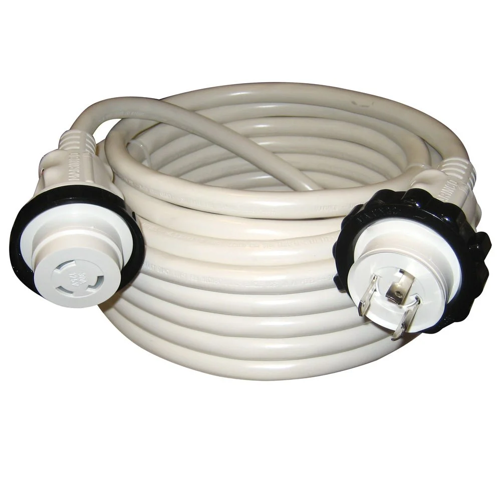 Marinco 30A 125V Molded Standard Cordset - White - 50' – Marine Electrical Replacement Part