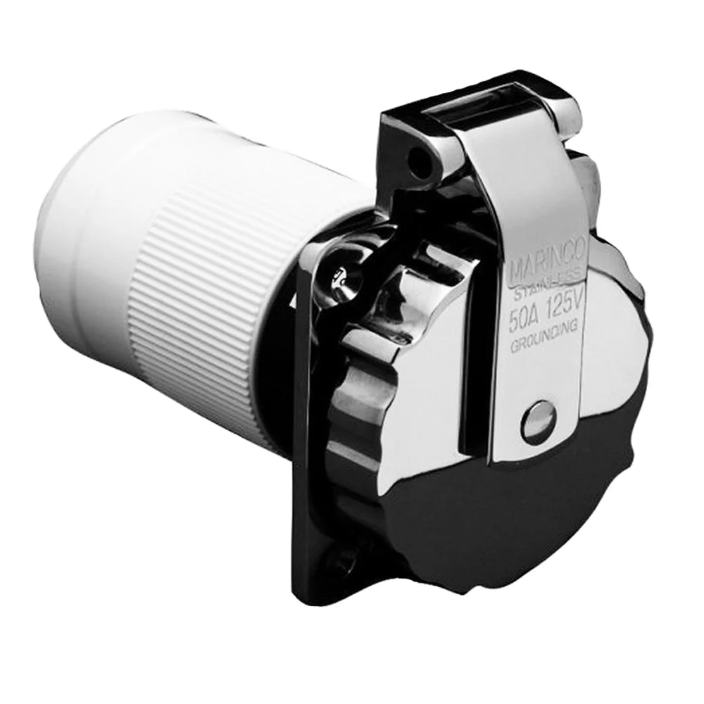 Marinco 6371EL-B 50Amp/125V Stainless Steel Inlet – Marine Boat Replacement Part
