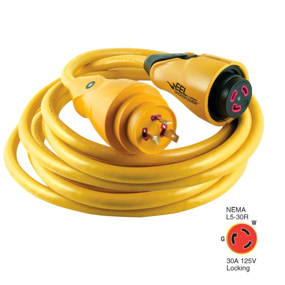 Marinco CS30-50 EEL 30A 125V Shore Power Cordset - 50' - Yellow – Marine Boat Replacement Part