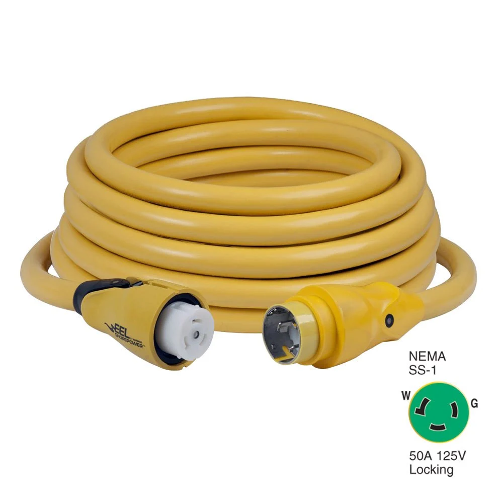 Marinco CS503-50 EEL 50A 125V Shore Power Cordset - 50' - Yellow – Marine Boat Replacement Part